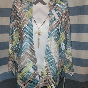NWT Women's 2 in 1 Attached Silky Blouse with Lacey Blazer Size PXL